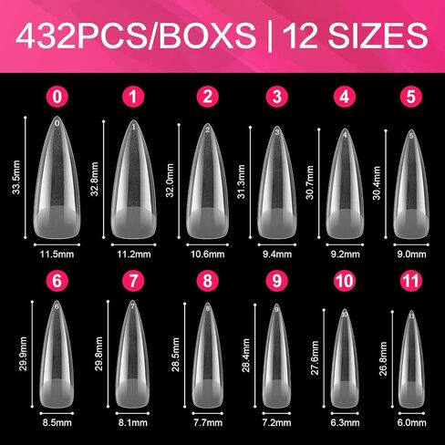 AIMEILI False Nail Tips, 432PCS Clear Matte Coffin Full Cover Nail Tips for Soak Off Nail Extension, Acrylic False Press on Nails with Box for Nail Art Salon and Home DIY, 10 Sizes in Saudi Arabia
