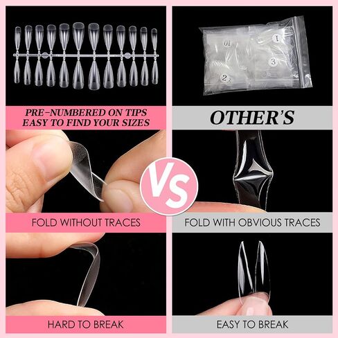AIMEILI False Nail Tips, 432PCS Clear Matte Coffin Full Cover Nail Tips for Soak Off Nail Extension, Acrylic False Press on Nails with Box for Nail Art Salon and Home DIY, 10 Sizes in Saudi Arabia