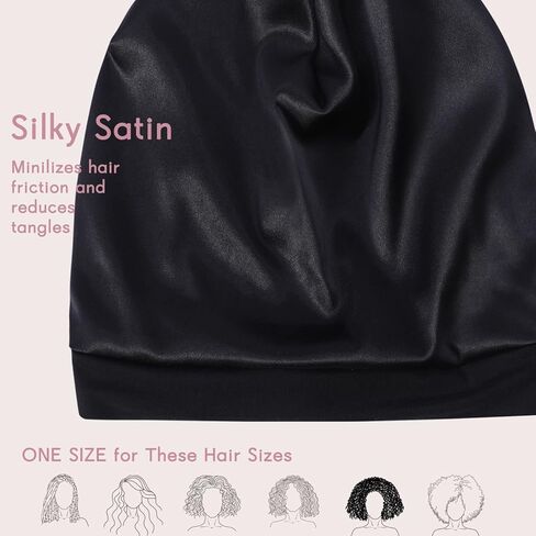 Hat Hut Satin Bonnet Silk Bonnet Hair Cover Sleep Cap for Curly Hair Women Adjustable Silk Lined Slouchy Beanie Hat with Ears in Kuwait