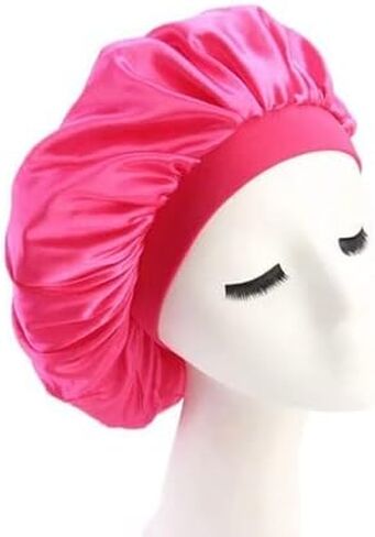Silk Bonnet for Women, Shower cap, Satin Silk Bonnet, Comfortable Sleep Cap Bonnets for Women (Black) in Saudi Arabia