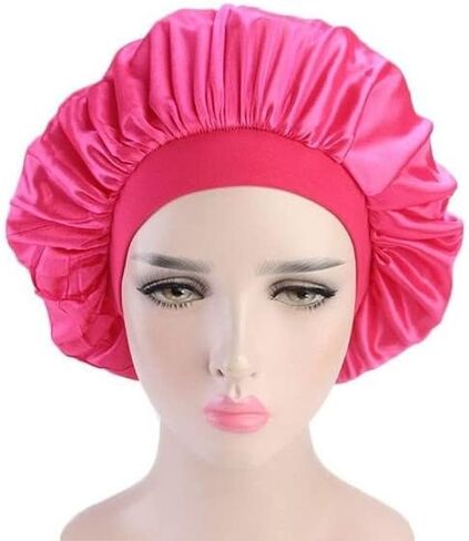 Silk Bonnet for Women, Shower cap, Satin Silk Bonnet, Comfortable Sleep Cap Bonnets for Women (Black) in Saudi Arabia