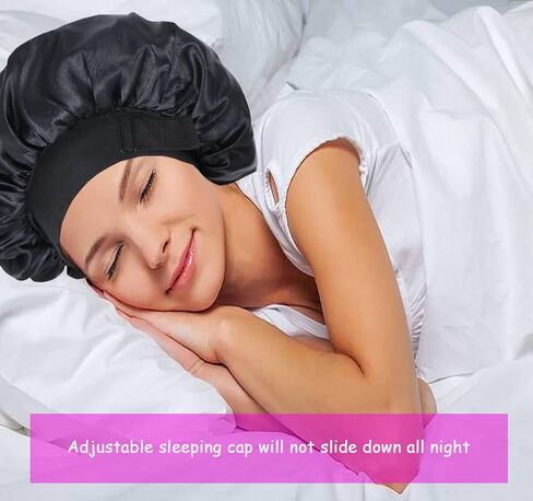 Satin Bonnet Silk Bonnet for Curly Hair Sleep Cap for Women Adjustable Satin Hair Wrap for Sleeping, Wide Band in Saudi Arabia