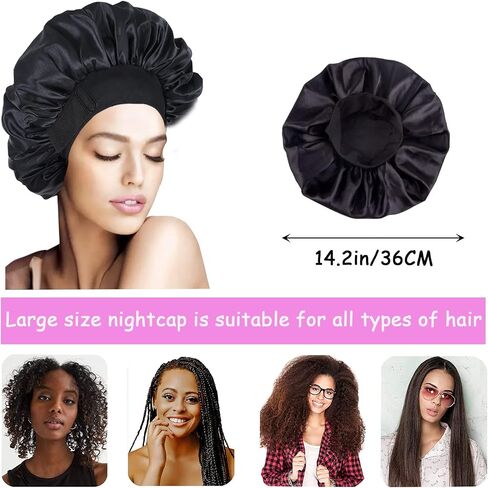 Satin Bonnet Silk Bonnet for Curly Hair Sleep Cap for Women Adjustable Satin Hair Wrap for Sleeping, Wide Band in Saudi Arabia