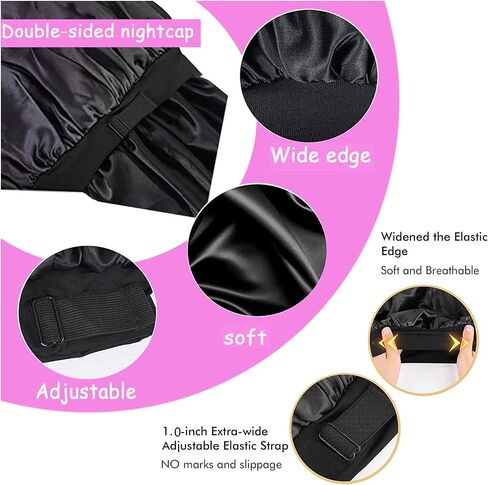 Satin Bonnet Silk Bonnet for Curly Hair Sleep Cap for Women Adjustable Satin Hair Wrap for Sleeping, Wide Band in Saudi Arabia