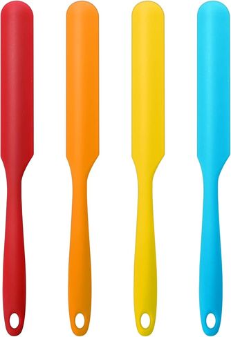 4PCS Silicone Spatula Waxing Applicator Applicator Spatula Reusable Scraper Hard Wax Sticks Silicone Resin Stir Sticks Non stick Wax Spatulas for Home Salon Body Use (Orange/blue/red/yellow) in Saudi Arabia