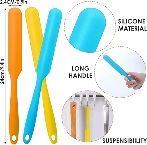 4PCS Silicone Spatula Waxing Applicator Applicator Spatula Reusable Scraper Hard Wax Sticks Silicone Resin Stir Sticks Non stick Wax Spatulas for Home Salon Body Use (Orange/blue/red/yellow) in Saudi Arabia