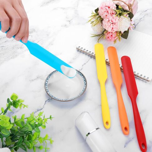 4PCS Silicone Spatula Waxing Applicator Applicator Spatula Reusable Scraper Hard Wax Sticks Silicone Resin Stir Sticks Non stick Wax Spatulas for Home Salon Body Use (Orange/blue/red/yellow) in Saudi Arabia
