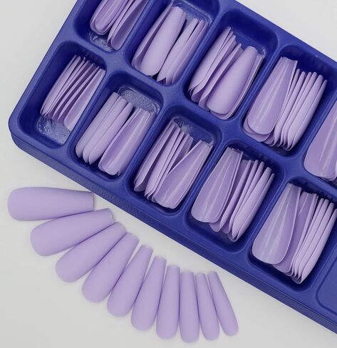 LoveOurHome 100pc Coffin Press on Nails Long Fake Nails Medium Ballerina Acrylic Press on Nail Coffin Nail Tips Matte Artifical Nail Full Cover Pink Fake Fingernails for Women Girls in Saudi Arabia