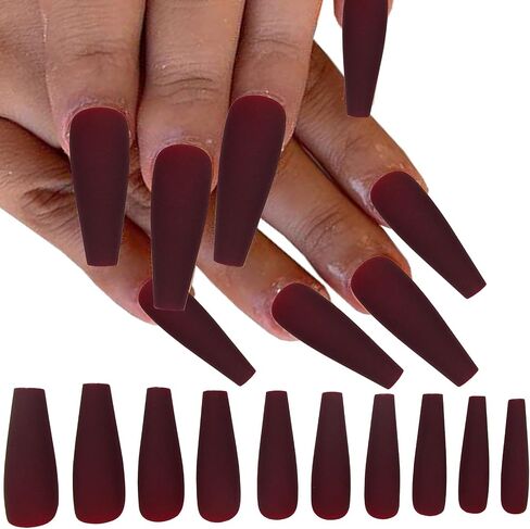 LoveOurHome 100pc Coffin Press on Nails Long Fake Nails Medium Ballerina Acrylic Press on Nail Coffin Nail Tips Matte Artifical Nail Full Cover Pink Fake Fingernails for Women Girls in Saudi Arabia
