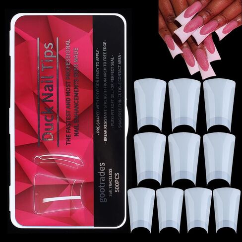 gootrades Duck Nail Tips, 500PCS Natural Feet Style Flare Nail Tips for French False Nail Extension, Y2K Vibe Half Cover Wide for home Salon(10 Size ABS) in Saudi Arabia