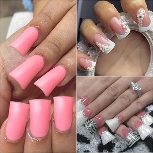 gootrades Duck Nail Tips, 500PCS Natural Feet Style Flare Nail Tips for French False Nail Extension, Y2K Vibe Half Cover Wide for home Salon(10 Size ABS) in Saudi Arabia