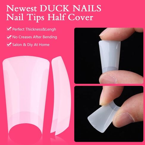 gootrades Duck Nail Tips, 500PCS Natural Feet Style Flare Nail Tips for French False Nail Extension, Y2K Vibe Half Cover Wide for home Salon(10 Size ABS) in Saudi Arabia