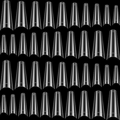 Coffin Nail Tips 1500 Pieces Clear Coffin Fake Nails Coffin Shaped Ballerina Nails Tips 10 Sizes Half Cover Artificial False Nails Tips for Manicure Nails Art Salons and Home DIY in Saudi Arabia