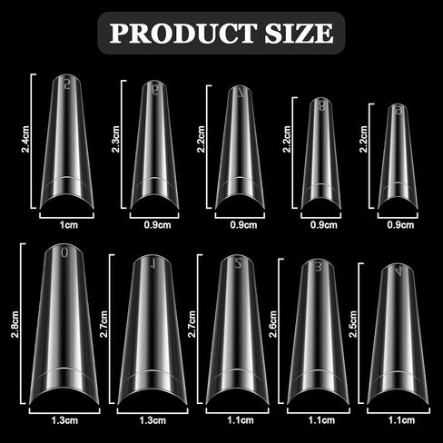 Coffin Nail Tips 1500 Pieces Clear Coffin Fake Nails Coffin Shaped Ballerina Nails Tips 10 Sizes Half Cover Artificial False Nails Tips for Manicure Nails Art Salons and Home DIY in Saudi Arabia