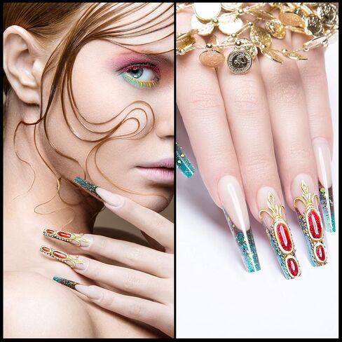 Coffin Nail Tips 1500 Pieces Clear Coffin Fake Nails Coffin Shaped Ballerina Nails Tips 10 Sizes Half Cover Artificial False Nails Tips for Manicure Nails Art Salons and Home DIY in Saudi Arabia