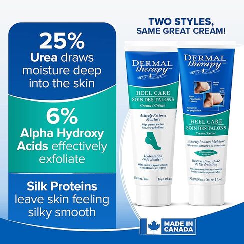 Dermal Therapy - Heel Care Cream, Foot Cream for Dry Cracked Heels, Intense Foot Moisturizer with Urea and AHA, Foot Lotion and Feet Exfoliator with Non-Greasy Formula, 3 o.z. in Saudi Arabia