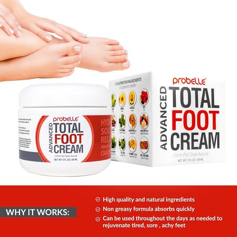 Probelle Advanced Total Foot Cream: Soothes, Hydrates, Rejuvenates Skin For Rough, Dry, Cracked & Sore Feet, 3 Ounces in Kuwait
