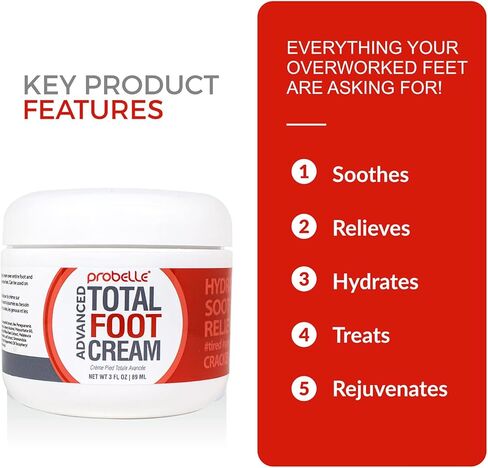 Probelle Advanced Total Foot Cream: Soothes, Hydrates, Rejuvenates Skin For Rough, Dry, Cracked & Sore Feet, 3 Ounces in Kuwait