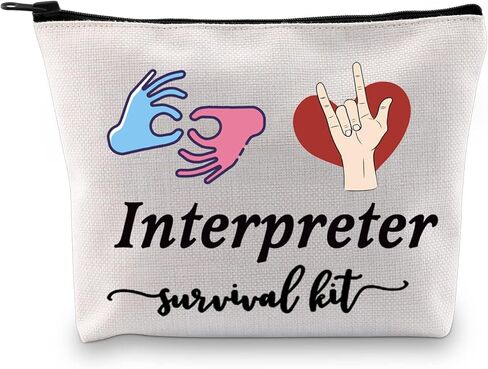 GJTIM Interpreter Zipper Pouch Interpreter Survival Kit هدية حقيبة مكياج لمترجم لغة الإشارة ASL (حقيبة مترجم البقاء) in Kuwait