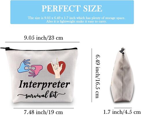 GJTIM Interpreter Zipper Pouch Interpreter Survival Kit هدية حقيبة مكياج لمترجم لغة الإشارة ASL (حقيبة مترجم البقاء) in Kuwait