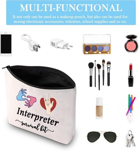 GJTIM Interpreter Zipper Pouch Interpreter Survival Kit هدية حقيبة مكياج لمترجم لغة الإشارة ASL (حقيبة مترجم البقاء) in Kuwait