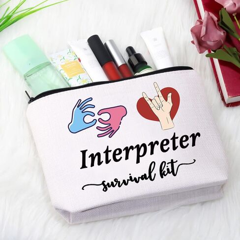 GJTIM Interpreter Zipper Pouch Interpreter Survival Kit هدية حقيبة مكياج لمترجم لغة الإشارة ASL (حقيبة مترجم البقاء) in Kuwait