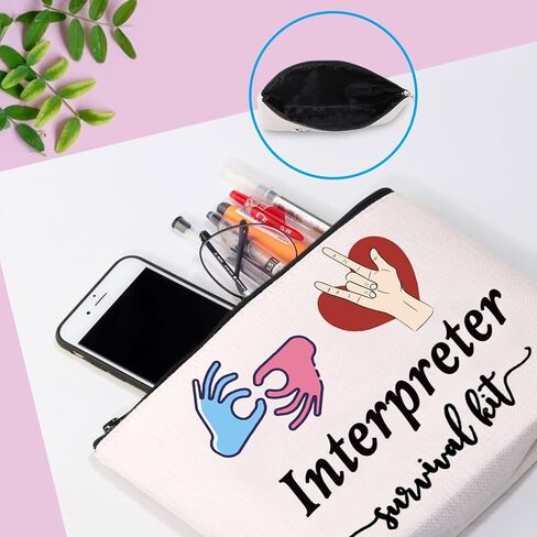 GJTIM Interpreter Zipper Pouch Interpreter Survival Kit هدية حقيبة مكياج لمترجم لغة الإشارة ASL (حقيبة مترجم البقاء) in Kuwait