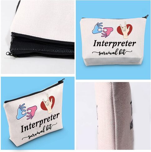 GJTIM Interpreter Zipper Pouch Interpreter Survival Kit هدية حقيبة مكياج لمترجم لغة الإشارة ASL (حقيبة مترجم البقاء) in Kuwait
