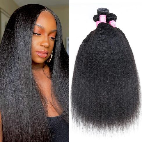 Kinky Straight Bundles Human Hair 12 inch Kinky Straight Hair 1 Bundle 10A Brazilian Kinky Straight Human Hair Weave Extensions For Black Women 100g/bundle Natural Color in Saudi Arabia