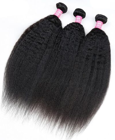 Kinky Straight Bundles Human Hair 12 inch Kinky Straight Hair 1 Bundle 10A Brazilian Kinky Straight Human Hair Weave Extensions For Black Women 100g/bundle Natural Color in Saudi Arabia