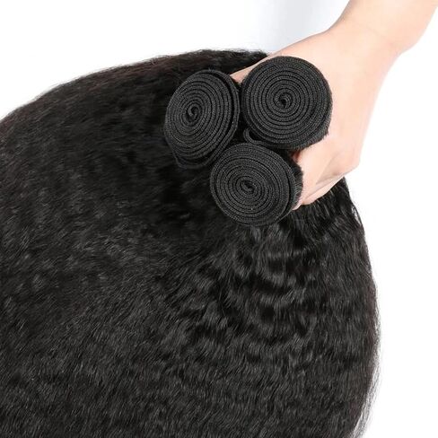 Kinky Straight Bundles Human Hair 12 inch Kinky Straight Hair 1 Bundle 10A Brazilian Kinky Straight Human Hair Weave Extensions For Black Women 100g/bundle Natural Color in Saudi Arabia