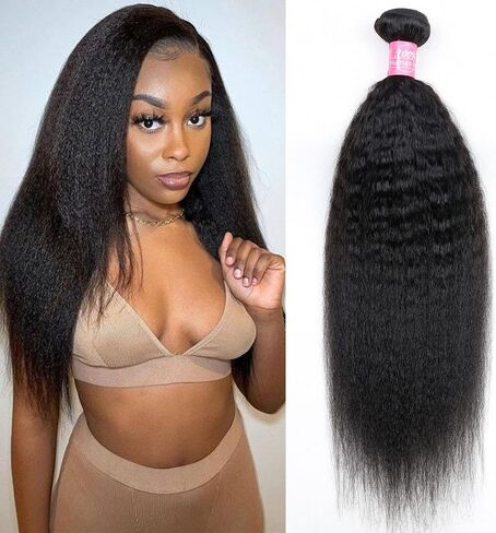 Kinky Straight Bundles Human Hair 12 inch Kinky Straight Hair 1 Bundle 10A Brazilian Kinky Straight Human Hair Weave Extensions For Black Women 100g/bundle Natural Color in Saudi Arabia