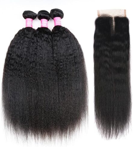 Kinky Straight Bundles Human Hair 12 inch Kinky Straight Hair 1 Bundle 10A Brazilian Kinky Straight Human Hair Weave Extensions For Black Women 100g/bundle Natural Color in Saudi Arabia