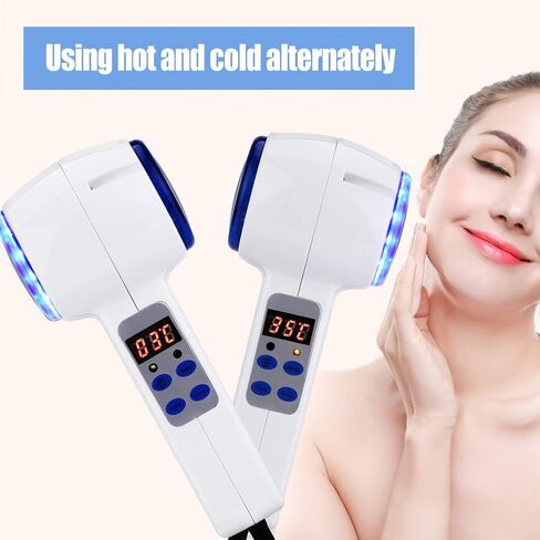 Hot and Cold Double Heads Hammer Massage Instrument, Facial SPA Anti-Wrinkle Skin Tighten Lifting and Shrinking Pores Beauty Massager Device in Saudi Arabia