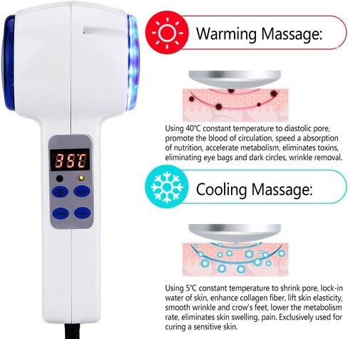 Hot and Cold Double Heads Hammer Massage Instrument, Facial SPA Anti-Wrinkle Skin Tighten Lifting and Shrinking Pores Beauty Massager Device in Saudi Arabia