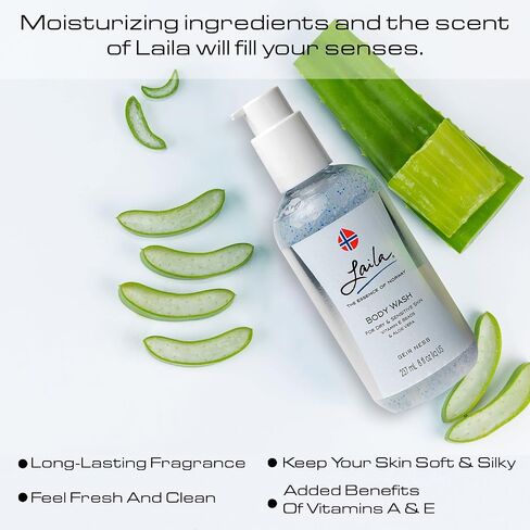 Laila Body Wash - Nourishing and Moisturizing Shower Gel - With Vitamin A and E - For Dry And Sensitive Skin - Rich and Fragrant Body Cleanser For Women in Kuwait