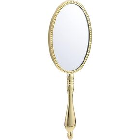minkissy Vintage Mirror, Cosmetic Hand Metal Mirror Portable Travel Makeup Golden Mirror for Women