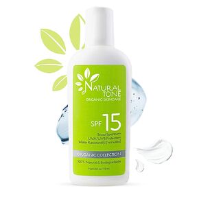 SPF15 Broad Spectrum Natural Sunscreen, Soothing & Hydrating Sunscreen Lotion, Plant-Based Sun Block, Water-Resistant Sun Screen Protector for Face and Body, 4oz - Natural Tone Organic Skincare in Saudi Arabia