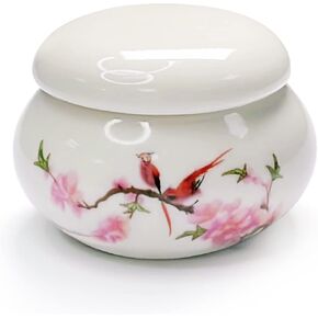 Porcelain Dappen Dish with Lid for Acrylic Liquid Powder Ceramic Cup Nail Liquid Bowl (YSHJB008) (Beige)
