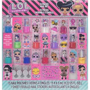 Townley Girl L.O.L. Surprise Non-Toxic Water Based Peel-Off Nail Polish Set for Girls, Glittery & Opaque Colors, with Toe Spacers and Nail Stickers, Ages 5+ for Parties,18 Pcs in Kuwait
