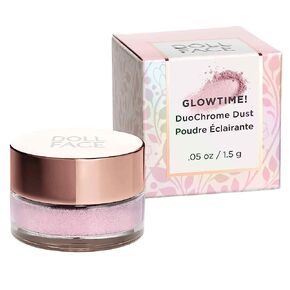 Doll Face Highlighter Makeup, Glowtime! DuoChrome Dust, Holographic Illuminator Loose Powder, Feather-Light Eye, Face & Body Shimmer Make Up (Pink Moon) in Saudi Arabia