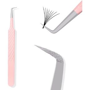 Fiber Tip Grip Lash Tweezers for Eyelash Extensions, Volume 2 Pcs 90 Degree & Isolation Tweezers Eyelash Extension Supplies Set in Kuwait