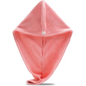 Microfiber Hair Towel Wrap, Hair Turban Towel Super Absorbent Twist Turban Dry Hair Caps with Buttons Bath Loop Fasten Salon Dry Hair Hat in Saudi Arabia