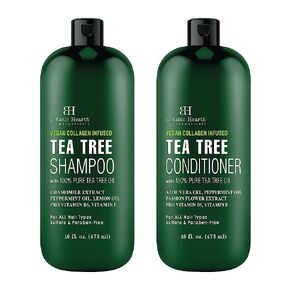 Botanic Hearth Tea Tree Shampoo and Conditioner Set with Vegan Collagen & 100% Pure Tea Tree Oil, for Itchy and Dry Scalp, Sulfate Free, Paraben Free - Men and Women - 16 fl oz each