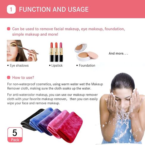 Makeup Remover Cloth, 13x7 Inch Reusable Makeup Remover Towels, Microfiber Fast Drying Facial Washcloth, Soft Face Towels for Washing Face in Kuwait