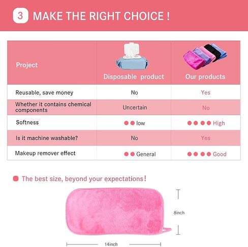 Makeup Remover Cloth, 13x7 Inch Reusable Makeup Remover Towels, Microfiber Fast Drying Facial Washcloth, Soft Face Towels for Washing Face in Kuwait