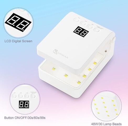 مصباح SANAAA UV LED بقدرة 48 وات لصنع فن الأظافر من الراتنج بالأشعة فوق البنفسجية، مصباح LED للأشعة فوق البنفسجية على الوجهين (أبيض) in Kuwait