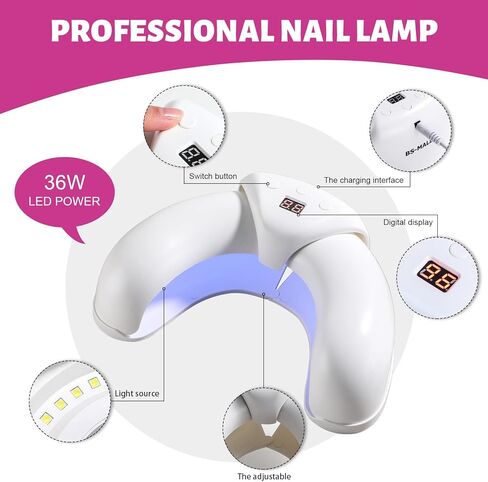 BS-MALL Gel UV LED Nail Lamp,36 W UV Nail Light with 3 Timer Setting,Scalable Design Prevent Hands from Turning Dark,White in Kuwait