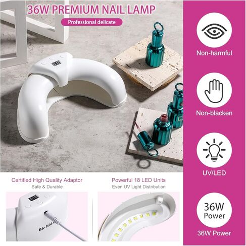BS-MALL Gel UV LED Nail Lamp,36 W UV Nail Light with 3 Timer Setting,Scalable Design Prevent Hands from Turning Dark,White in Kuwait