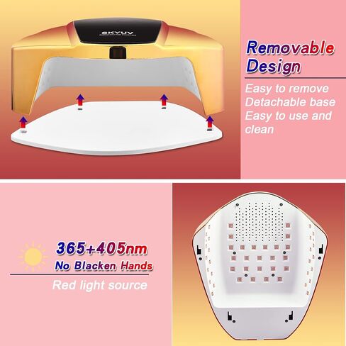 SKYUV Rechargeable UV LED Nail Lamp, 96W Cordless Nail Dryer for Gel Polish with Portable Handle, Professional UV Light for Nails with 48pcs UV/LED Red-Light Beads, Automatic Sensor Gel Nail UV Light in Saudi Arabia